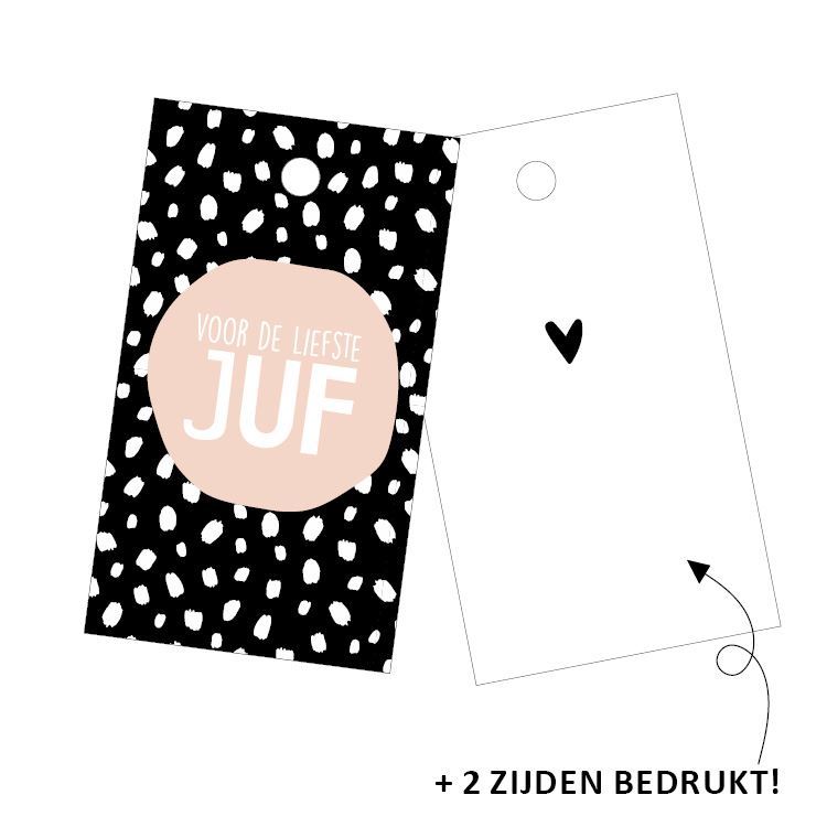 Cadeaulabel - Voor de liefste juf - 40x70mm